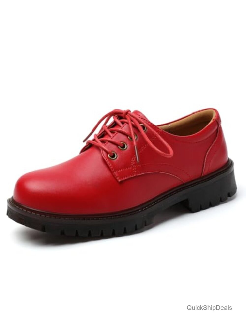 Women's Leather Oxford Shoes Lace-Up Non-Slip Comfortable Work Flats